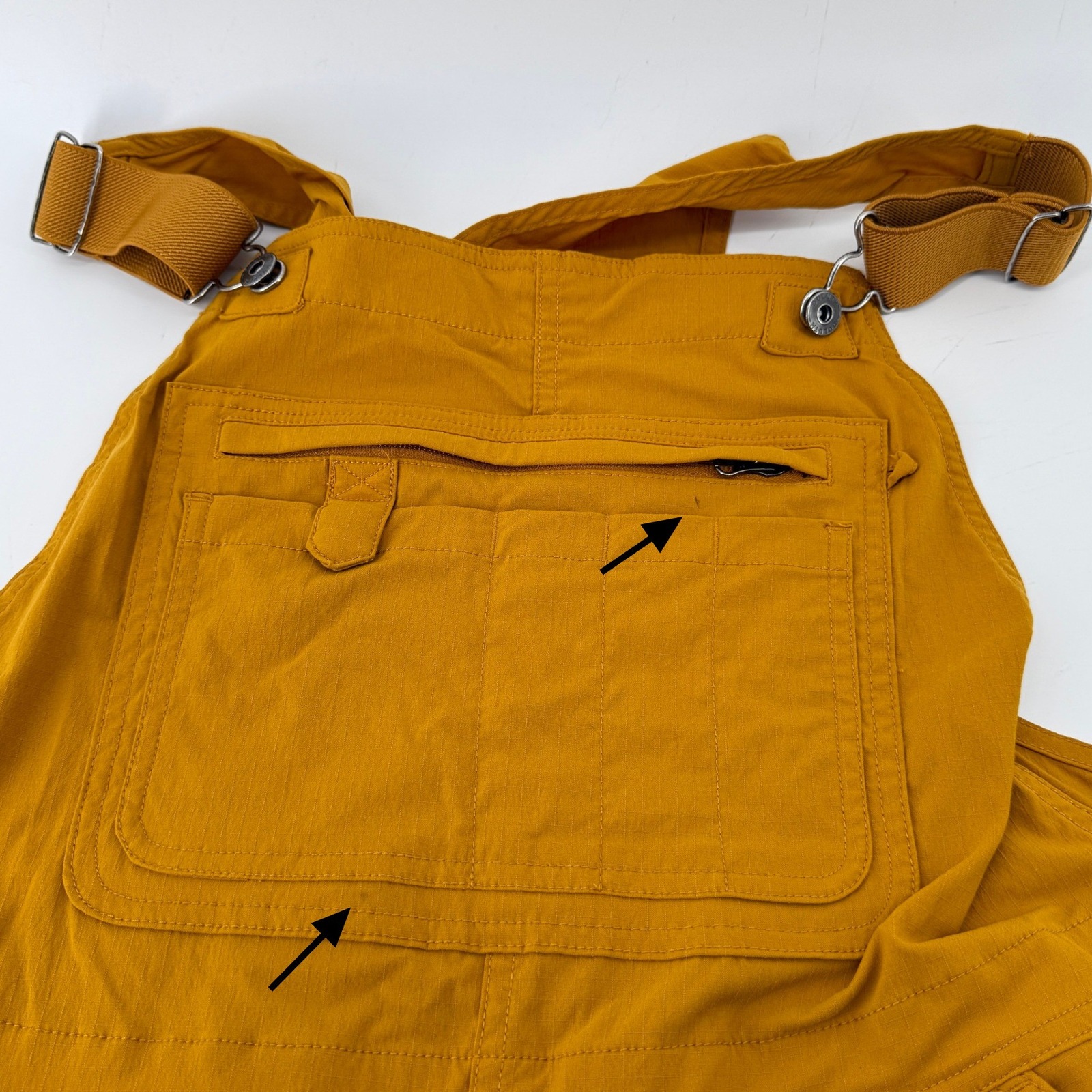 Duluth Heirloom Gardening Short Overalls Mustard Yellow Women L Shortalls Nylon — image 3 of 8